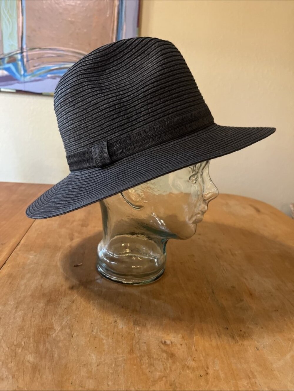 Shade & Shore Women's Floppy Black paper Blend Hat Double Band Strap Adjustable